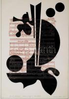 Joseph Kádár (1936-2019): Hommage á Bartók, 1981. Szitanyomat, papír, jelzett. Számozott (7/10). Üve...