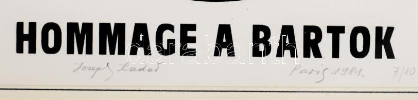 Joseph Kádár (1936-2019): Hommage á Bartók, 1981. Szitanyomat, papír, jelzett. Számozott (7/10). Üve...