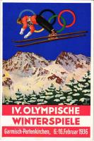 1936 Garmisch-Partenkirchen IV. Olympische Winterspiele / 1936. évi téli olimpiai játékok / Winter Olympics in Garmisch-Partenkirchen advertisement card, winter sport, ski jump + So. Stpl s: Schroffner