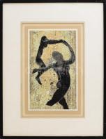 Joseph Kádár (1936-2019): Tánc (cím nélkül), 1974-1996. Elektrográfia, papír, jelzett. Üvegezett fak...