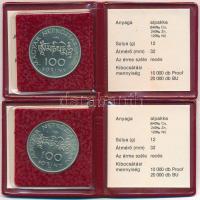 1984. 100Ft Cu-Ni-Zn "Kőrösi Csoma Sándor" (2xklf) eredeti műbőr tokban, tanúsítvánnyal T:...