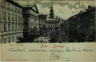 ~1899 (Vorläufer) Lviv, Lwów, Lemberg; Rynek / Ringplatz / square at night, market