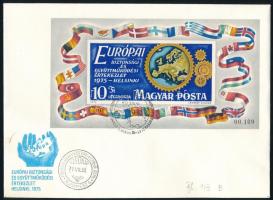 1975 Európai Biztonsági és Együttműködési értekezlet (III.) - Helsinki vágott blokk FDC-n (10.000)