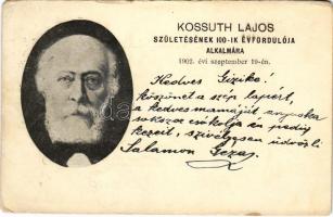 1902 Kossuth Lajos születésének 100. évfordulója alkalmára 1902. szeptember 19-én / memorial card for the 100th birth anniversary of Lajos Kossuth (szakadások / tears)