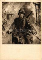 Második világháborús motoros katona / WWII German Nazi military, soldier on motorbike + So. Stpl (non PC)