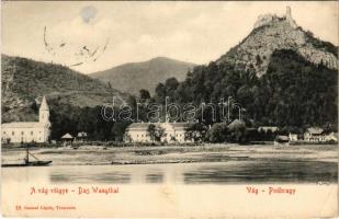 1906 Vágváralja, Vág-Podhragy, Povazské Podhradie (Vágbeszterce, Povazská Bystrica); Podrágyvár, templom, kastély, Vágvölgy. Gansel Lipót 18. / castle, church in Váh Valley / Povazie, Povazsky hrad (EK)