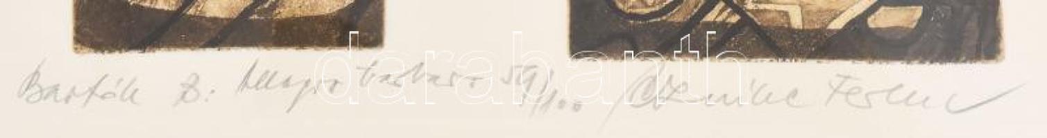 Czinke Ferenc (1926-2000): Bartók B: Allegro barbaro. Színes rézkarc, dombornyomat, papír, jelzett, ...