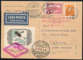 1933 Gerle földközi tengeri körrepülés levelezőlap / Mediterranean round flight postcard BUDAPEST - Athen