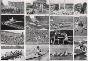 1936 Kb. 100 db Berlini olimpia gyűjtői cigarettakép, fekete-fehér fotókkal, köztük több magyar vona...