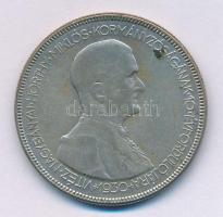 1930. 5P Ag "Horthy jobbra" T:VF-F, patina Adamo P8