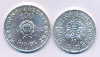 1973. 50Ft Ag + 100Ft Ag "Petőfi" érmepár "Budapest Bank Rt." fóliatokban T:BU
...
