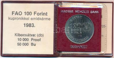1983. 100Ft Cu-Ni "FAO - Több gabonát a világnak" műbőr tokban, tanúsítvánnyal T:UNC Adamo...