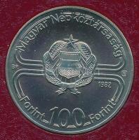 1982. 100Ft Cu-Ni "Labdarúgó világbajnokság 1982" műbőr tokban, tanúsítvánnyal T:UNC Adamo...