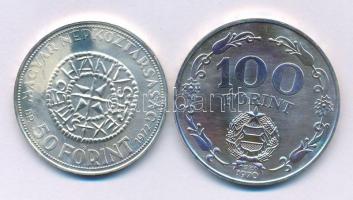 1970. 100Ft Ag "Felszabadulás" + 1972. 50Ft Ag "Szent István" "Budapest Ban...