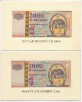 2000. 2000Ft "Millennium" (2x) sorszámkövetők "MM 0356657 - MM 0356658" T:UNC Ad...