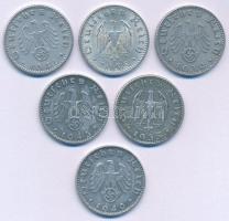 Német Harmadik Birodalom 1935-1943. 50pf Al (6xklf: 1935A, 1935E, 1939B, 1940B, 1941D, 1943B) T:XF-F...