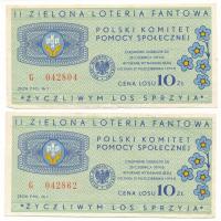 Lengyelország 1979. "Lengyel Szociális Jóléti Bizottság" állami lottó szelvény (2x) 10Zl értékben T:XF-F, pici szakadás Poland 1979. "Polish Social Welfare Committee" state lottery ticket (2x) in 10 Zlotych value T:XF-F, small tear