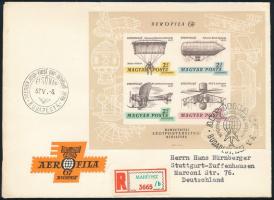 1967 Aerofila (I.) vágott blokk ajánlott FDC-n (6.500)