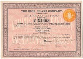 Amerikai Egyesült Államok 1913. "The Rock Island Company" 1000$-ról szóló holland nyelvű részvénye, az összes (20db) szelvénnyel T:F, szép papír USA 1913. "The Rock Island Company" Dutch language share in 1000 Dollars value with all (20pcs) coupons C:F, fine paper