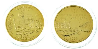 Amerikai Egyesült Államok 2003D 1/4$ "50 állam - Missouri" aranyozott + 2003D 1/4$ "5...