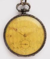 Ezüst (Ag) Doxa zsebóra. szép, ropbuszos számlappal, működőképes, jelzett, fém óralánccal d: 46 mm