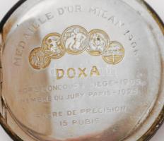 Ezüst (Ag) Doxa zsebóra. szép, ropbuszos számlappal, működőképes, jelzett, fém óralánccal d: 46 mm