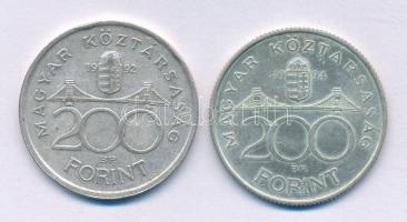 1992. 200Ft Ag "MNB" + 1994. 200Ft Ag "Deák" T:XF patina Adamo F13, F13.1