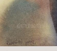 Kőrösi Papp Kálmán (1940): Papagáj, 1995. Színes tus, papír, jelezve balra lent. Plexiüvegezett kere...