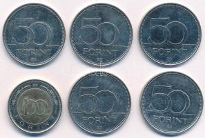 2018-2023. 50Ft Cu-Ni (5x, ebből 3xklf) + 2023. 100Ft "175 éves a Magyar Honvédség" T:AU,X...