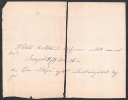 1879 Arany Jánosnak írt levél az Országos Nőképző Egylet választmányától. Kézzel beírt 2 oldal erőse...