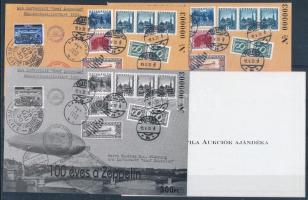 2001/32 100 éves a Zeppelin 4 db-os emlékív garnitúra azonos sorszámmal (20.000)