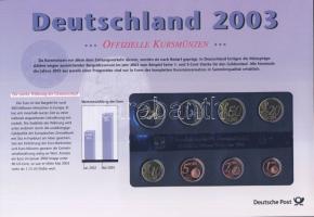 Németország 2003G Német Posta speciális kiadása, emlékpénzek és bélyegek kombinációja; 1c-2€ össz. 8 db érme szettben T:PP