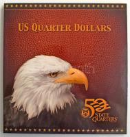 Amerikai Egyesült Államok jó állapotú gyűjtőalbum az 1999-2008 közt kiadott "50 állam" 1/4 Dolláros sorozatnak USA collection album in good condition for the "50 States" 1/4 Dollar series issued between 1999-2008