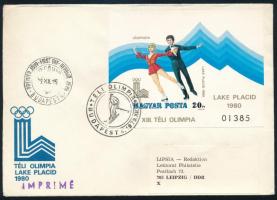 1979 Téli Olimpia (VI.) - Lake Placid vágott blokk FDC-n (5.000)