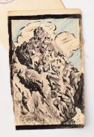 cca 1910-1930 Magas Tátra túrázó pecsétekkel ellátott füzetlapjai 11 db rajzokkal is