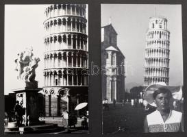 cca 1970-1980 Olaszországi utazás fotóalbuma, összesen kb. 40-50 db fotóval (Velence, Pisa, stb.), h...