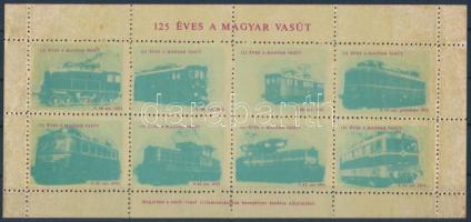 125 éves a magyar vasút levélzáró kisív vastag papíron (próbanyomat?)