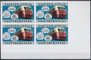 1999/29 49. Vasutasnap emlékív, alsó ívsarki négyestömb próbanyomat az emlékívben található bélyegképből