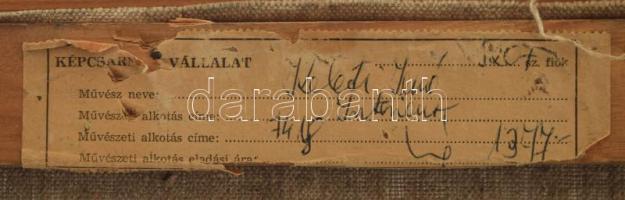 Keleti Jenő (1920-1998): Enteriőr (festménnyel). Olaj, vászon, jelzett, hátoldalán Képcsarnok Vállal...