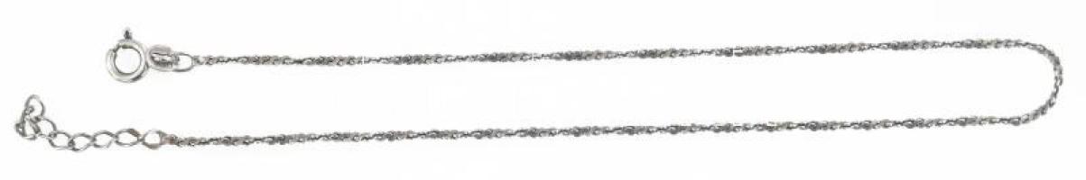 Ezüst(Ag) csavart mintás bokalánc, jelzett, h: 25-28 cm, nettó: 2,2 g