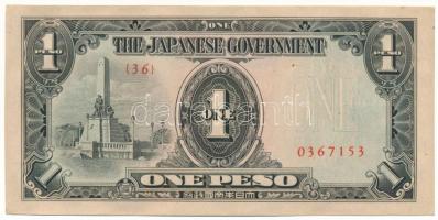 Fülöp-szigetek / Japán megszállás DN (1943) 1P T:AU sarokhajlások, hullámos papír Philippines / Japanese Occupation ND (1943) 1 Peso C:AU corner bends, wavy paper Krause P#109