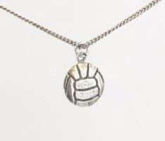 Ezüst(Ag) pancer nyaklánc kézilabda medállal, jelzett, h: 44,5 cm, d: 1,4 cm, nettó: 5 g