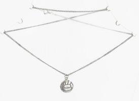 Ezüst(Ag) pancer nyaklánc kézilabda medállal, jelzett, h: 44,5 cm, d: 1,4 cm, nettó: 5 g