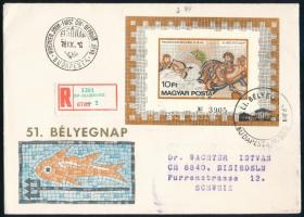 1978 Bélyegnap (51.) vágott blokk "PANNONIA1" lemezhibával ajánlott FDC-n (40.000)