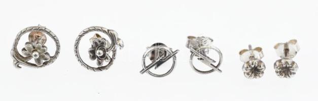 Ezüst(Ag) 3 pár fülbevalópár, jelzett, nettó: 2,9 g