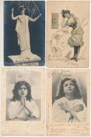 25 db RÉGI hosszú címzéses üdvözlő motívum képeslap vegyes minőségben, lithokkal