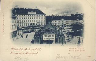 1899 Budapest V. Deák Ferenc tér az Anker-udvarral, a Reinisch testvérek Élővirág csarnokával és Bretschneider üzletével (EK)