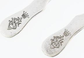 Ezüst(Ag) monogramos mokkás kanál, 5 db, jelzett, h: 10,5 cm, nettó: 52,6 g