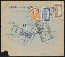 1920 Postautánvételi lap 26,45K bérmentesítéssel "TÚRKEVE"