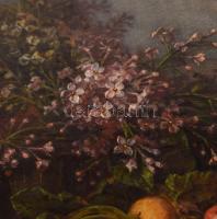 Ádler Mór (1826-1902): Csendélet, 1894. Olaj, vászon, jelezve jobbra lent, sérült. Dekoratív fakeret...